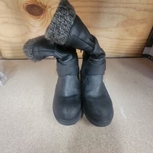 Kids Black Boots with Knit Cuff